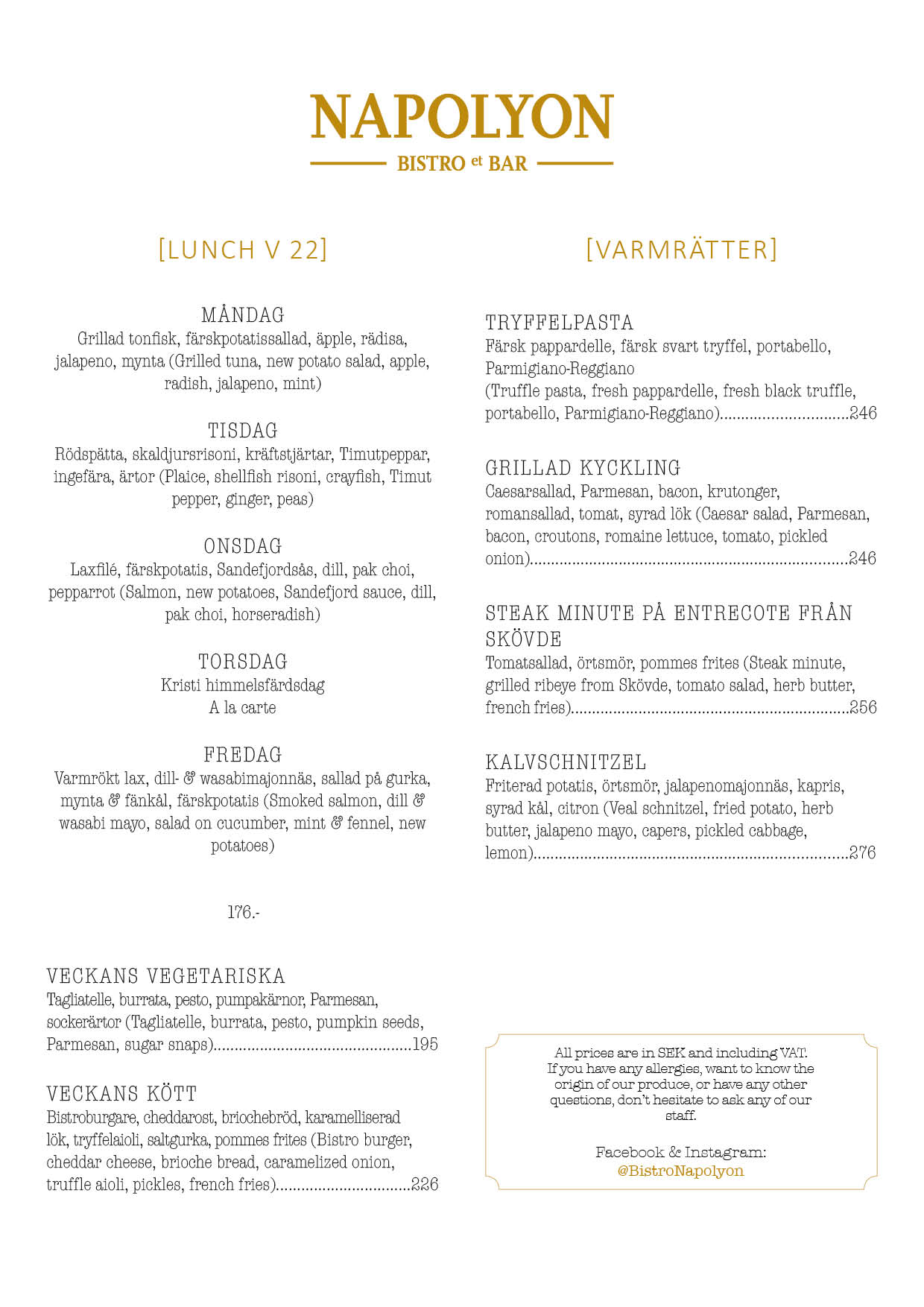 Napolyon lunchmeny
